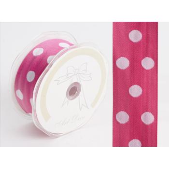 SATÉNOVÁ STUHA BODKY BIELA/RUŽOVÁ