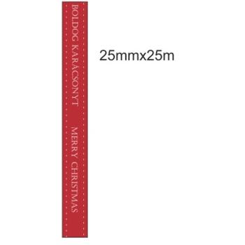 SATÉNOVÁ STUHA, NÁPIS "BOLDOG KARÁCSONYT", BORDOVÁ A BIELA