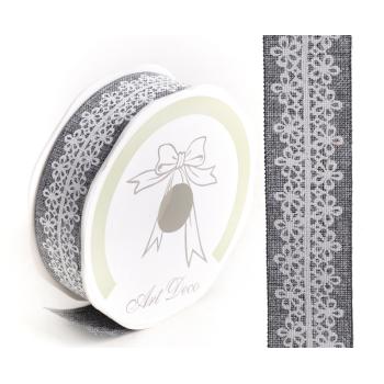 PLÁTENNÁ STUHA SO VZOROM SIVÁ