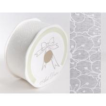 PLÁTENNÁ STUHA VEĽKÝ KVETINOVÝ VZOR KRÉMOVÁ