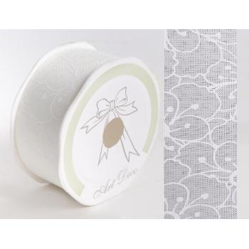 PLÁTENNÁ STUHA VEĽKÝ KVETINOVÝ VZOR KRÉMOVÁ