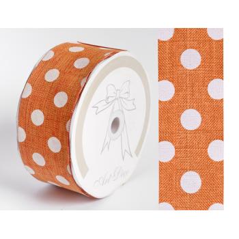 PLÁTNO STUHA BODKOVANÁ ORANŽOVÁ