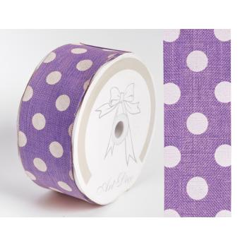 PLÁTNO STUHA POLKA DOTS FIALOVÁ