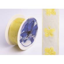 ORGANZOVÁ STUHA SO VZOROM MOTÝĽA ŽLTÁ