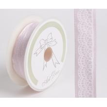 OZDOBNÁ STUHA, ČIPKA S ODTLAČKOM PRSTA, SVETLO RUŽOVÁ