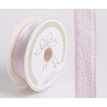 OZDOBNÁ STUHA, ČIPKA S ODTLAČKOM PRSTA, SVETLO RUŽOVÁ