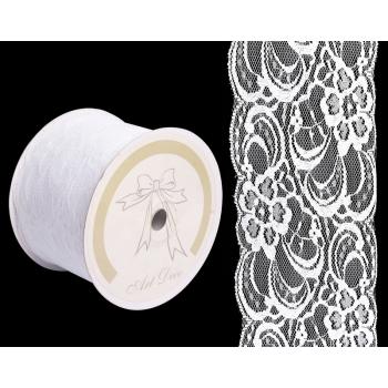 ČIPKOVÁ STUHA ELASTICKÁ BIELA