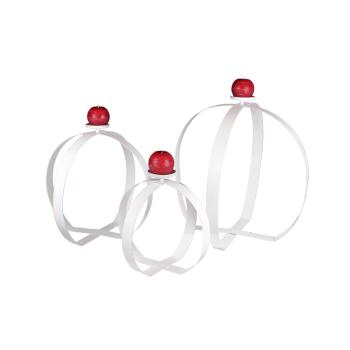 SADA KOVANÝCH SVIETNIKOV, 3 KUSY, OBLÚKOVÝ RÁM, BIELA