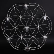 KOVANÝ NÁSTENNÝ SVIETNIK SO 7 FĽAŠAMI, 8 KUSOV, KVET MANDALY, BIELY