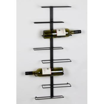 KOVOVÝ DRŽIAK NA VÍNO, MOŽNOSŤ MONTÁŽE NA STENU, 8 KUSOV, ČIERNY