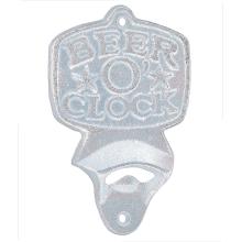 LIATINOVÝ OTVÁRAČ NA PIVOVÉ FĽAŠE, MOŽNOSŤ MONTÁŽE NA STENU, "BEER CLOCK", BIELY