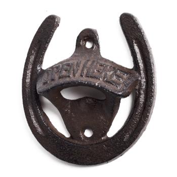 LIATINOVÝ OTVÁRAČ NA FĽAŠE, NÁSTENNÝ, PODKOVA, STAROŽITNÝ