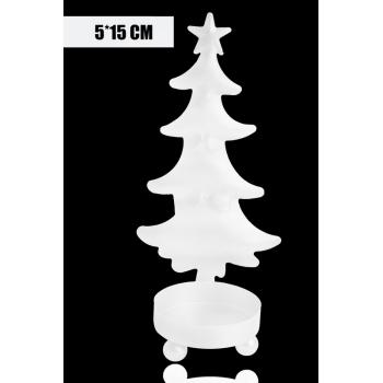 KOVOVÝ SVIETNIK, OKRÚHLY, BOROVICOVÁ HVIEZDA, BIELY