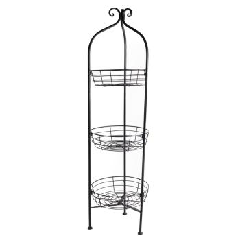 KOVANÁ POLICA, 3-DIELNY KÔŠ, OKRÚHLA, ČIERNA