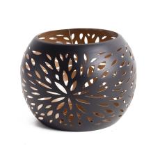 KOVANÝ SVIETNIK, AŽUROVÝ, KVETINOVÝ VZOR, ČIERNY