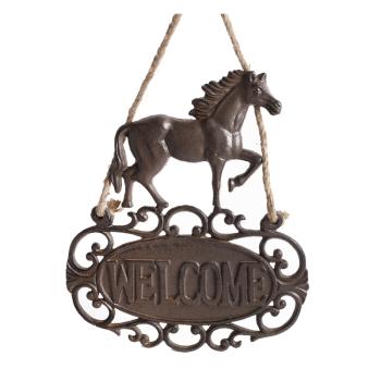 KOVANÝ ZÁVESNÝ NÁPIS "WELCOME", KÔŇ, HRDZAVÝ