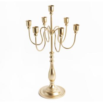 KOVANÝ SVIETNIK, 7 KUSOV, S PODSTAVCOM, ZLATÝ