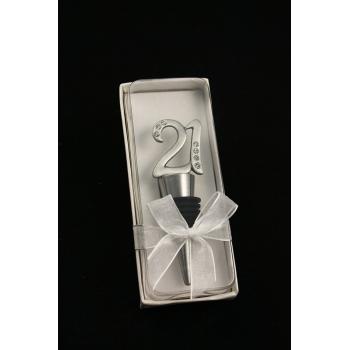 CÍNOVÝ S REBROVANOU ZÁTKOU/KRYŠTÁLOM "21"