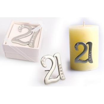 CÍNOVÁ SVIEČKA S KRIŠTÁĽOM "21"