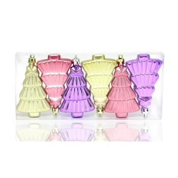 SADA VIANOČNÝCH OZDÔB NA STROMČEK V PVC KRABICI, 6 KUSOV, FIALOVÁ