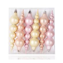 SADA VIANOČNÝCH OZDÔB S GUĽÔČKAMI, 6 KUSOV, RUŽOVO-BROSKYŇOVO-PÚDROVÁ