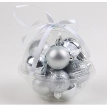 VIANOČNÁ OZDOBA, GUĽA, SADA, V PVC KRABICI, 12 KUSOV, STRIEBORNÁ