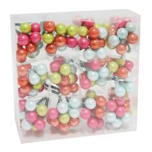 SKLENENÉ VIANOČNÉ OZDOBY, SADA BOBÚĽ V PVC KRABICI, 144 KUSOV, "RÁGÓGUMI SZÍNEK"