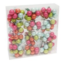 SKLENENÉ VIANOČNÉ OZDOBY, SADA BOBÚĽ V PVC KRABICI, 144 KUSOV, "RÁGÓGUMI SZÍNEK"