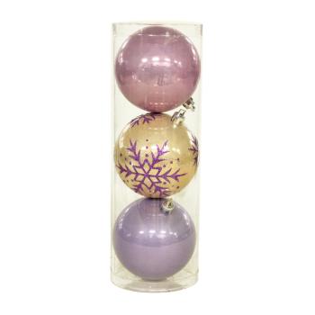 SADA VIANOČNÝCH OZDÔB, 3 KUSY, SNEHOVÁ VLOČKA, "SILKPINK"