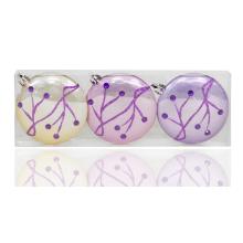 SADA VIANOČNÝCH OZDÔB S PLOCHÝM GLÓBUSOM V PVC KRABICI, 3 KUSY, "SILKPINK"