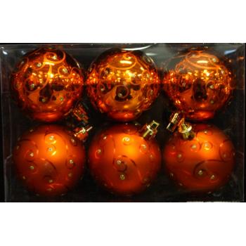 SADA VIANOČNÝCH OZDÔB V PVC KRABICI, 6 KUSOV, ZIRKÓNOVÁ KRYŠTÁLOVÁ MEĎ