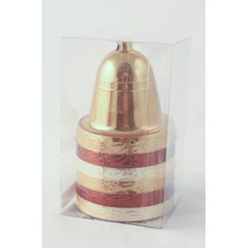 SADA VIANOČNÝCH OZDÔB ZVONČEKOV V PVC KRABICI, 6 KUSOV, "PATINA"