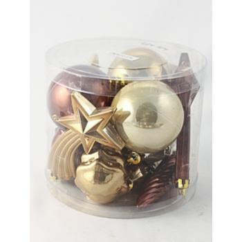 SADA VIANOČNÝCH OZDÔB V PVC KRABICI, 12 KUSOV, "PATINA"