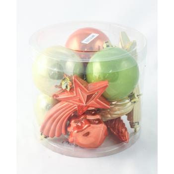 SADA VIANOČNÝCH OZDÔB V PVC KRABICI, 12 KUSOV, "JOYFUL"