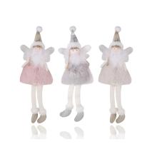 DEKOR PLYŠOVÝ ANJEL DIEVČATKO SO ZÁVESNÝMI NOŽIČKAMI, SIVÝ ALEBO BIELY ALEBO RUŽOVÝ
