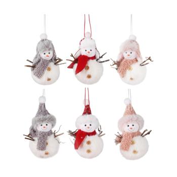 DEKOR PLYŠOVÝ ZÁVESNÝ SNEHULIAK V KLOBÚKU ALEBO POKLOPE