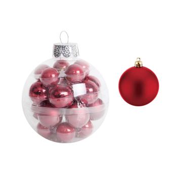 SADA VIANOČNÝCH OZDÔB V ŠKATUĽKE, 22 KUSOV, ČERVENÁ