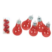 SADA VIANOČNÝCH OZDÔB ŽIAROVIEK V PVC KRABICI, 6 KUSOV, BLEDO ČERVENÁ