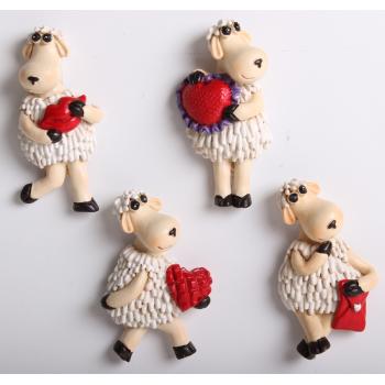 MAGNETKA NA CHLADNIČKU Z POLYRESINU JAHŇACIE SRDCE BIELA