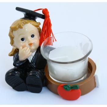 POLYRESINOVÝ SVIETNIK SO SKLENENOU MATURANTKOU