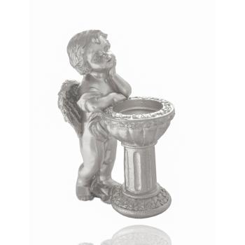 POLYRESINOVÝ ANJEL SO STĹPOM, STRIEBRO