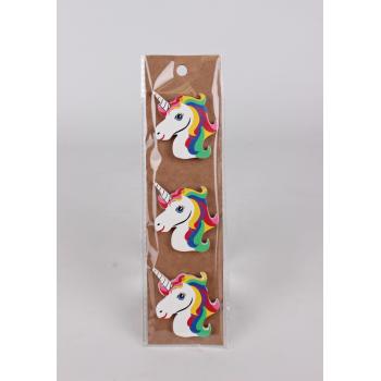 POLYRESINOVÝ SAMOLEPIACI JEDNOROŽEC V SÁČKU, 3 KUSY, DÚHA