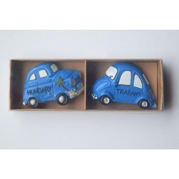 POLYRESINOVÁ SADA MAGNETIEK NA AUTÁ V DARČEKOVEJ KRABIČKE, 2 KUSY, MODRÁ/BIELA