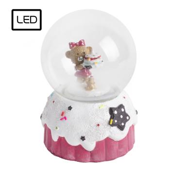 POLYRESINOVÁ SNEHOVÁ GUĽA, LED, MEDVEDÍK, MUFFIN, HUDBA, SLEZ