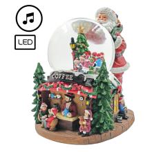 POLYRESINOVÝ HUDOBNÝ A OSVETLENÝ VIANOČNÝ STROMČEK S POHYBUJÚCIMI SA DEŤMI, KAVIARŇOU A ORLICOU