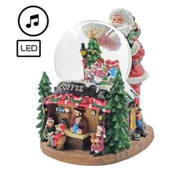 POLYRESINOVÝ HUDOBNÝ A OSVETLENÝ VIANOČNÝ STROMČEK S POHYBUJÚCIMI SA DEŤMI, KAVIARŇOU A ORLICOU