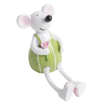 DEKORÁCIA Z POLYRESINU, CHLAPEC - MYŠ, ZÁVESNÉ NOŽIČKY, ZELENÁ