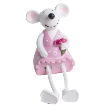 POLYRESINOVÁ DEKORÁCIA, MYŠIA DIEVČATKO, ZÁVESNÉ NOŽIČKY, RUŽOVÁ