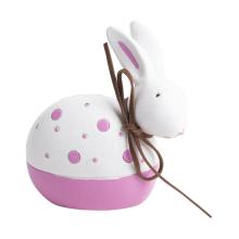 POLYRESINOVÁ DEKORÁCIA, KRÁLIK S KVETOM, BODKY