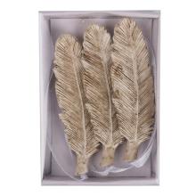 SADA ZÁVESNÝCH PIER Z POLYRESINU V PAPIEROVEJ ŠKATUĽKE, 3 KUSY, BIELA/ZLATÁ